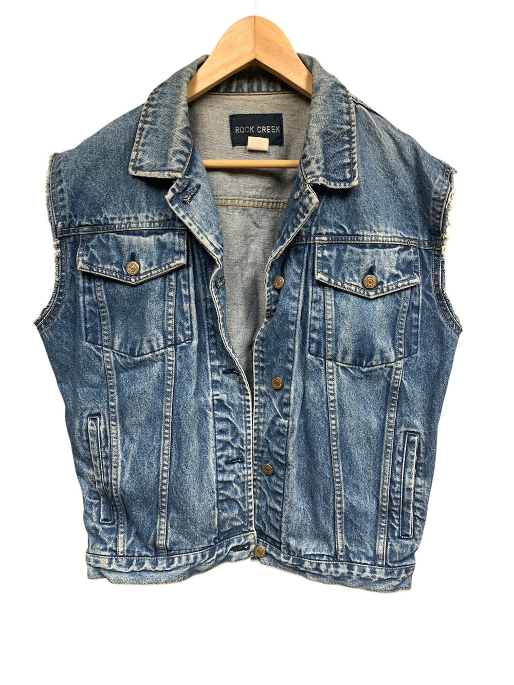 Vintage Rock Creek Men's Blue Denim Cut Off Vest - Sleeveless Jacket